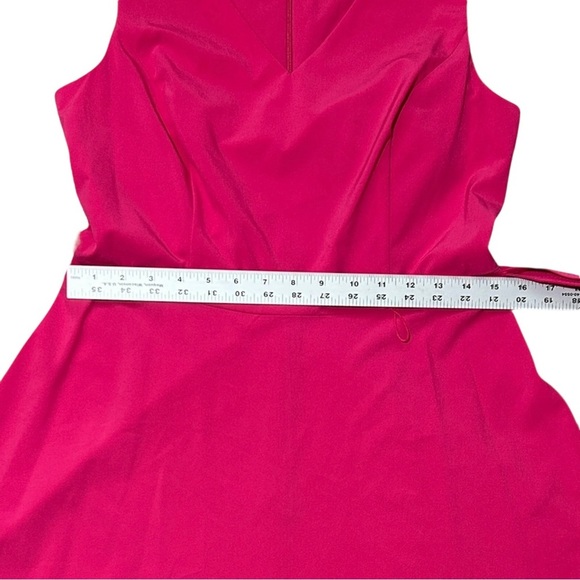 CALVIN KLEIN Pink Sleeveless Dress sz 6 Fit & Flare V-neck Knee Length Tie Waist - Picture 4 of 7